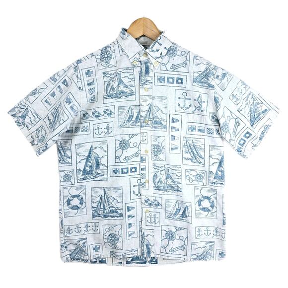 Reyn Spooner Blue and White Casual Button Down Shirt - Picture 1 of 10